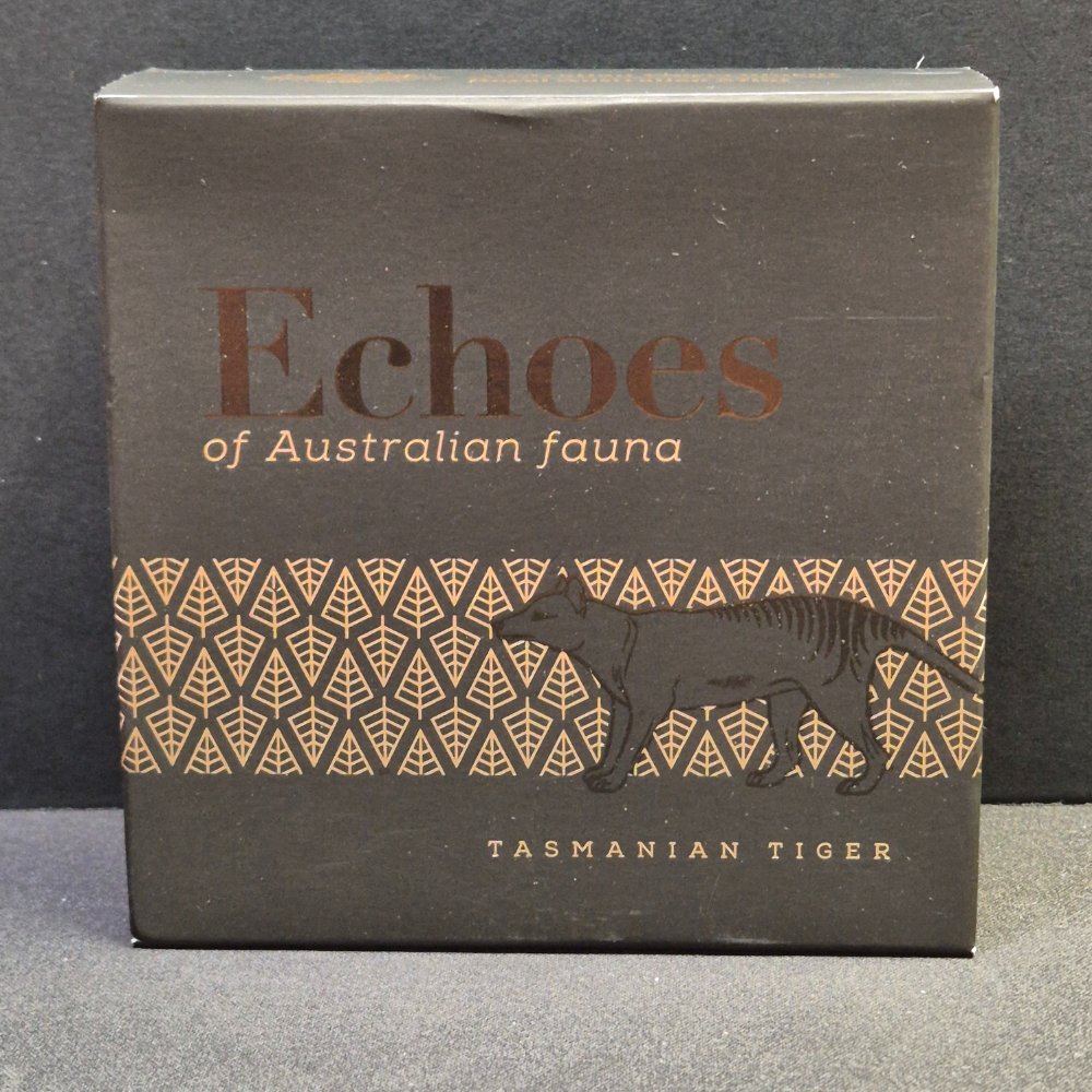 2019 $5 1oz Echoes of Australian Fauna - Tasmanian Tiger - Plated Silver Proof Coin