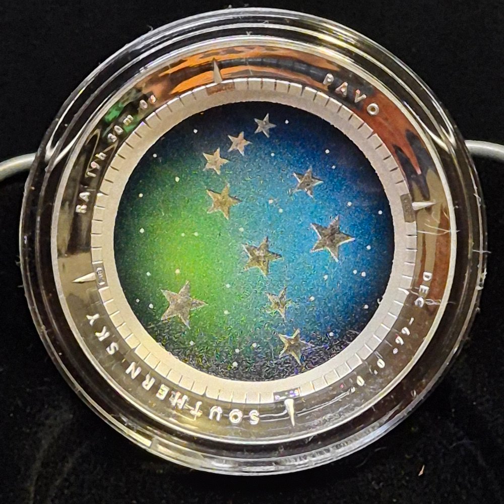 2013 $5 Silver Proof Colour Domed Coin - Southern Sky - Pavo
