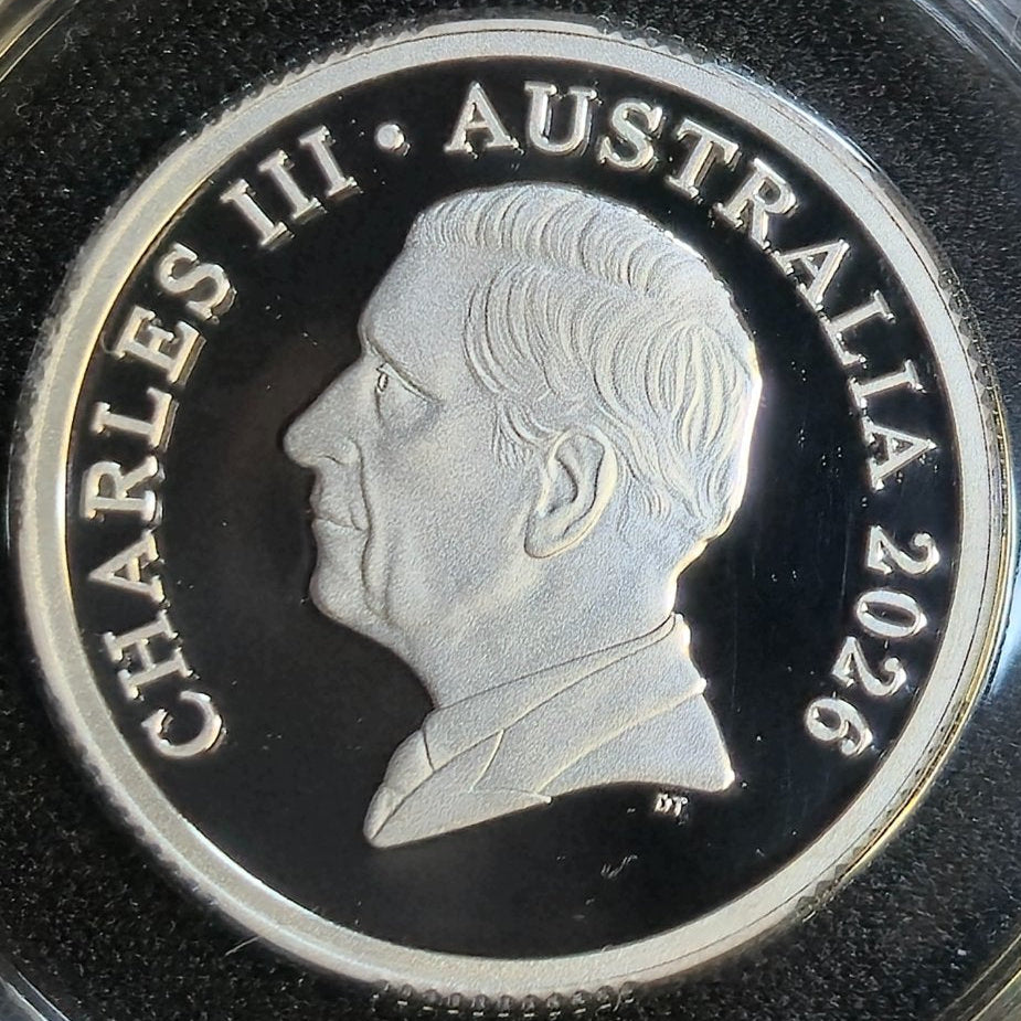 2026 $1 ‘C’ Mintmark 60 Years of Decimal Currency Fine Silver Proof Coin Obverse