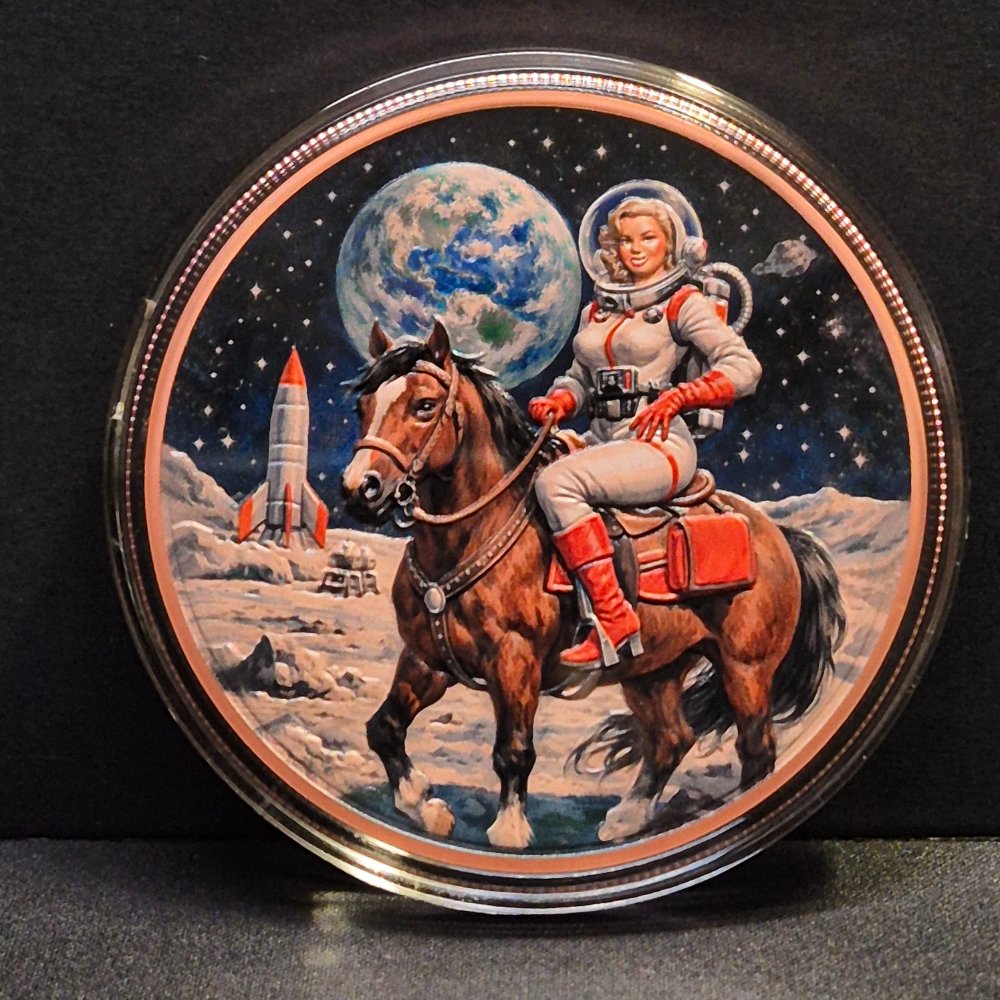 2026 5oz Cameroon Copper Lunar on Lunar (Astronaut on Horse) Colourised Coin