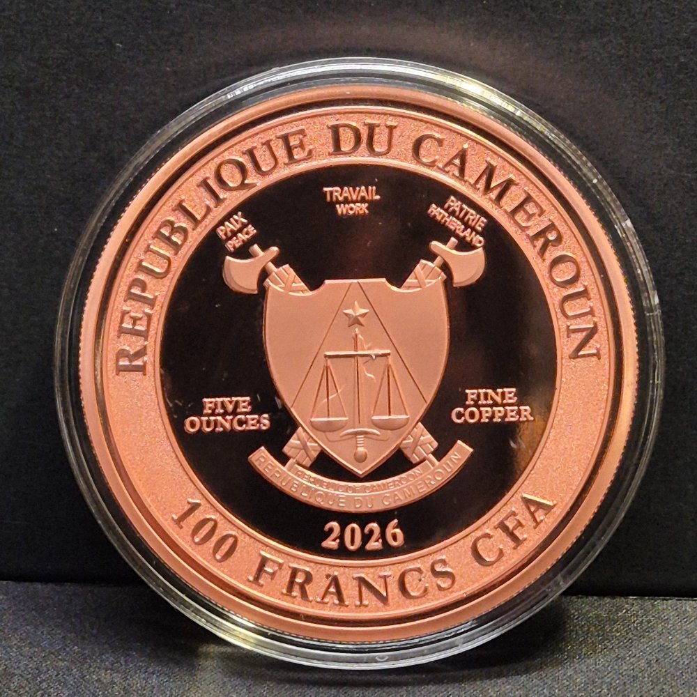 2026 5oz Cameroon Copper Lunar on Lunar (Astronaut on Horse) Colourised Coin
