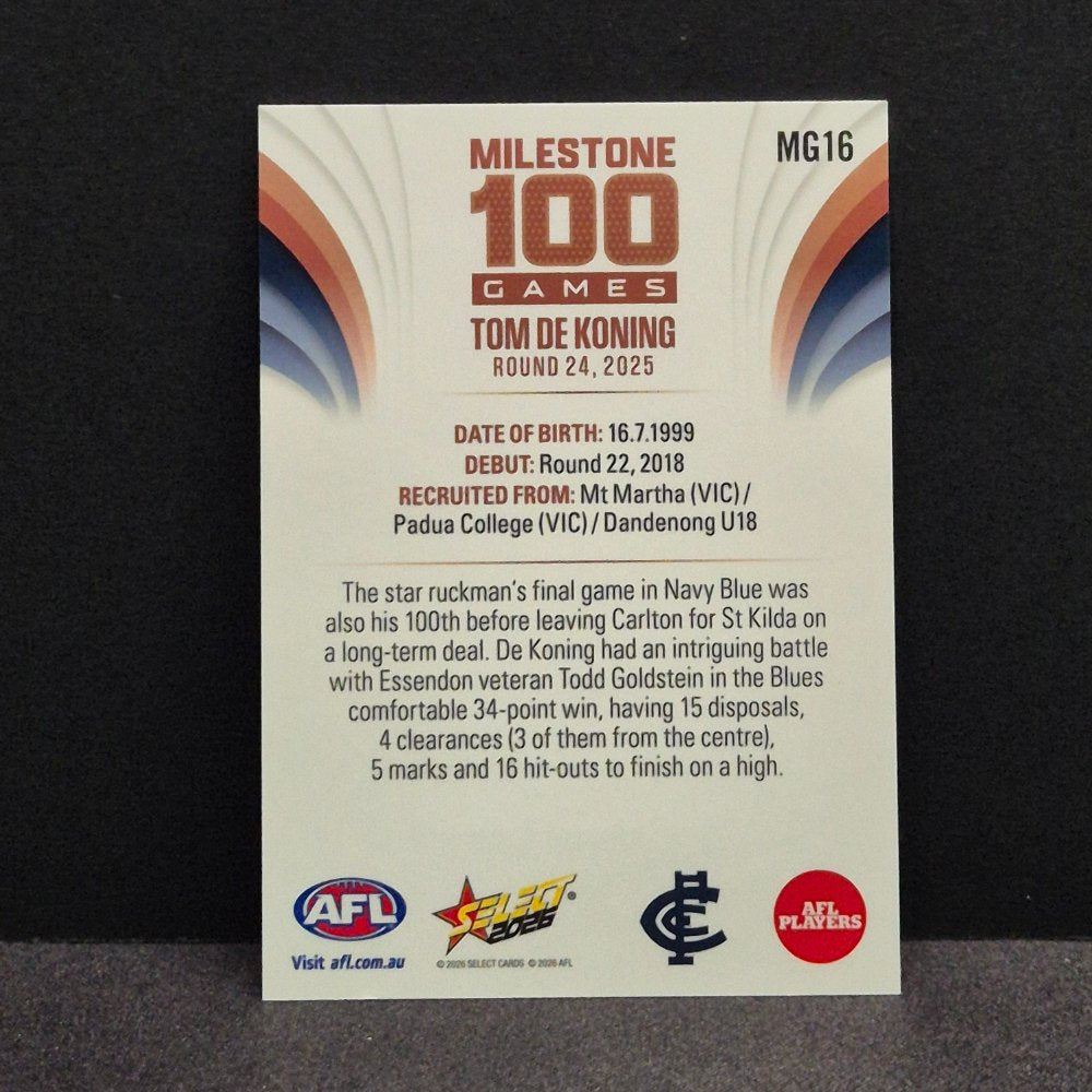 2026 AFL Footy Stars - Milestone Games - MG16 - Tom De Koning
