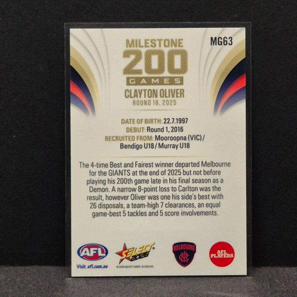 2026 AFL Footy Stars - Milestone Games - MG63 - Clayton Oliver