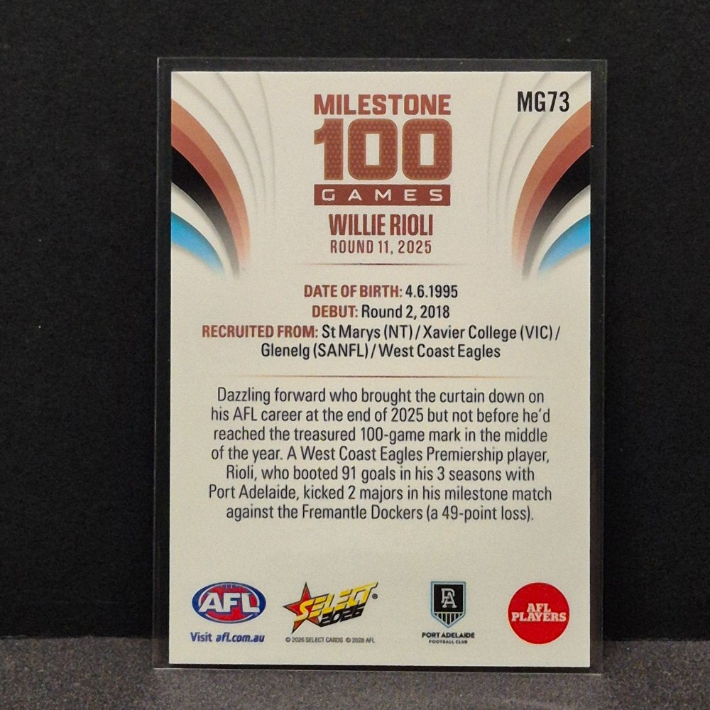2026 AFL Footy Stars - Milestone Games - MG73 - Willie Rioli