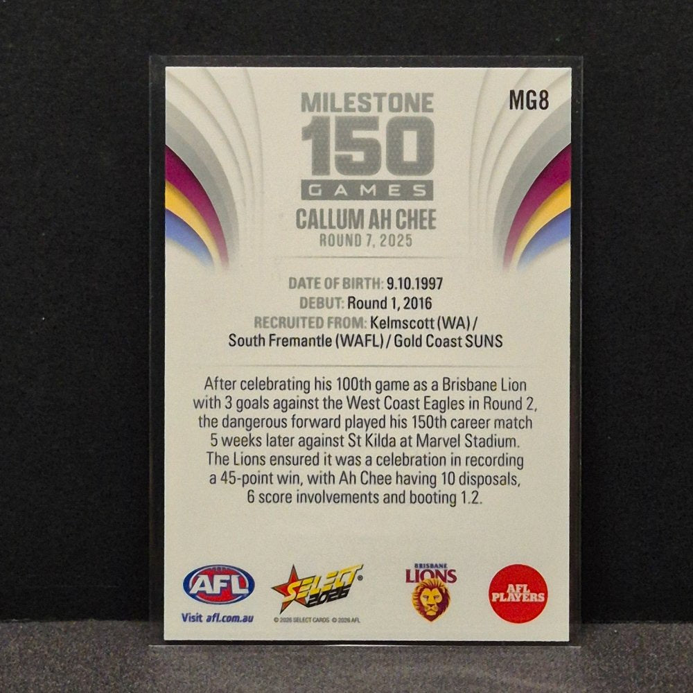 2026 AFL Footy Stars - Milestone Games - MG8 - Callum Ah Chee