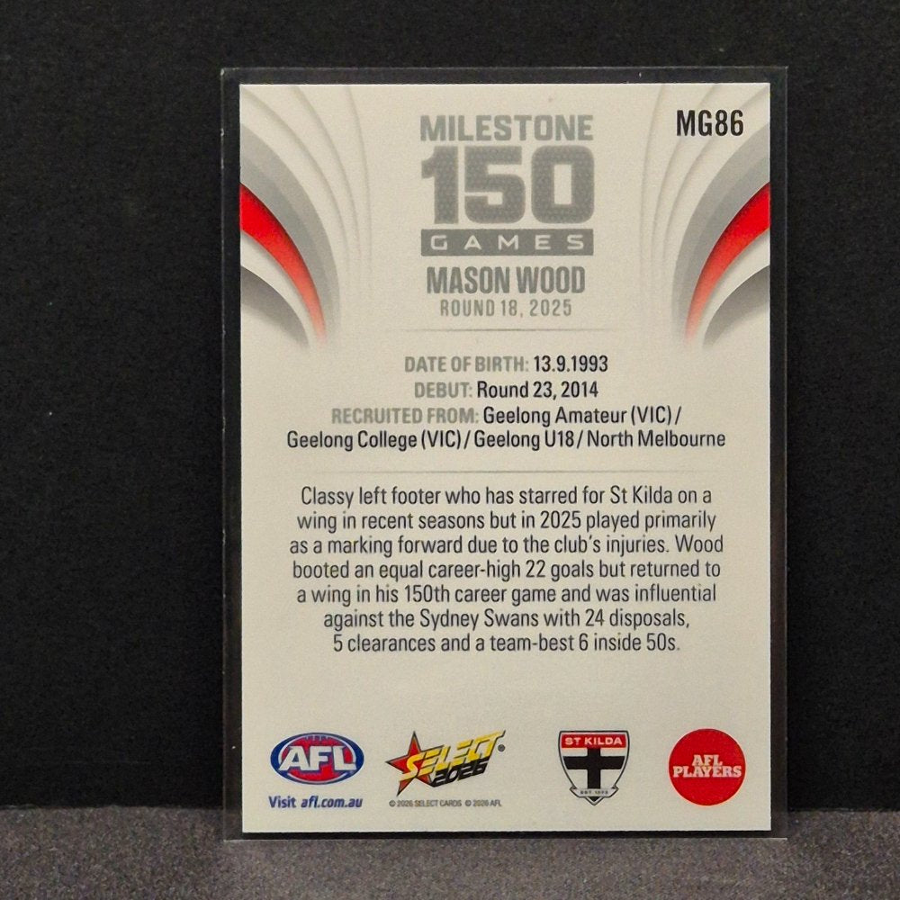 2026 AFL Footy Stars - Milestone Games - MG86 - Mason Wood