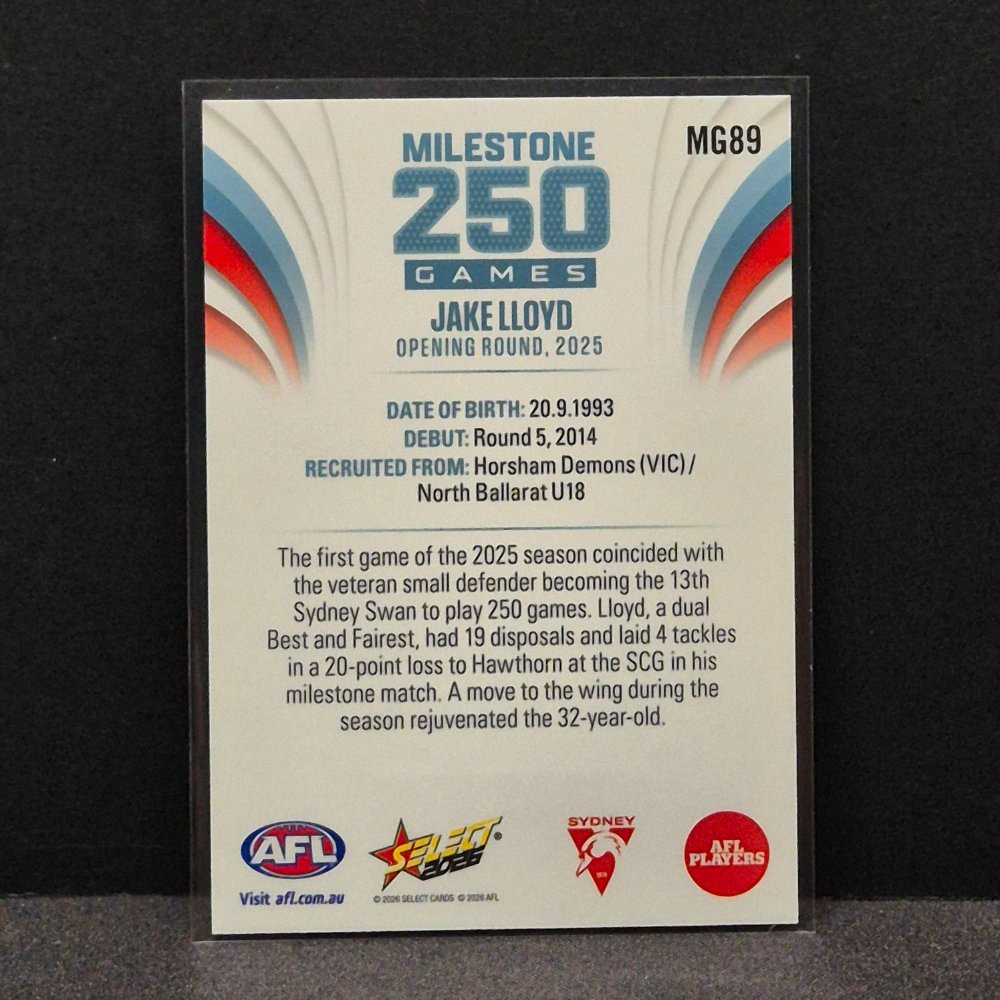 2026 AFL Footy Stars - Milestone Games - MG89 - Jake Lloyd