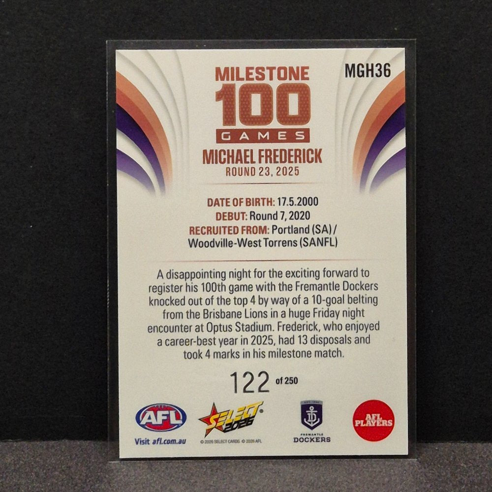 2026 AFL Footy Stars Hobby - Milestone Games - MGH36 - Michael Frederick