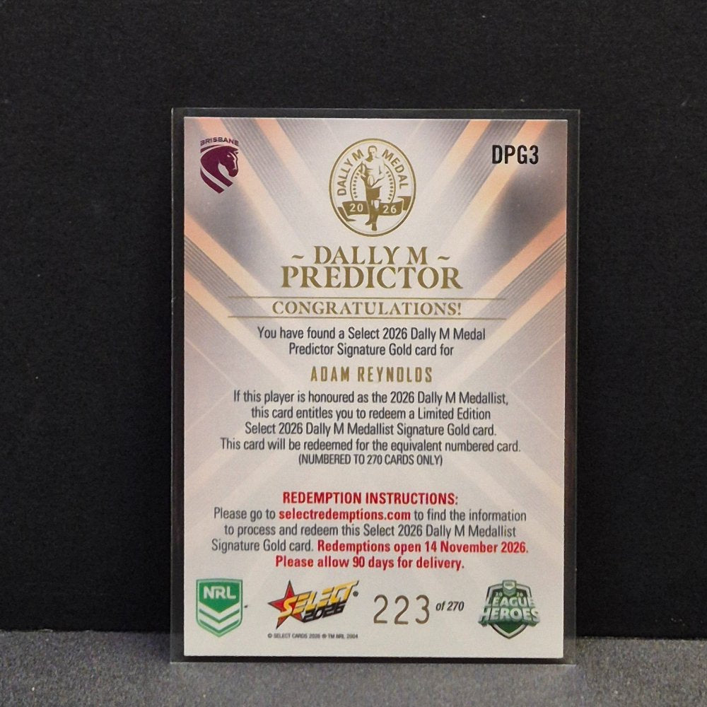 2026 NRL League Heroes - Dally M Predictor - Gold - DPG3 - Adam Reynolds