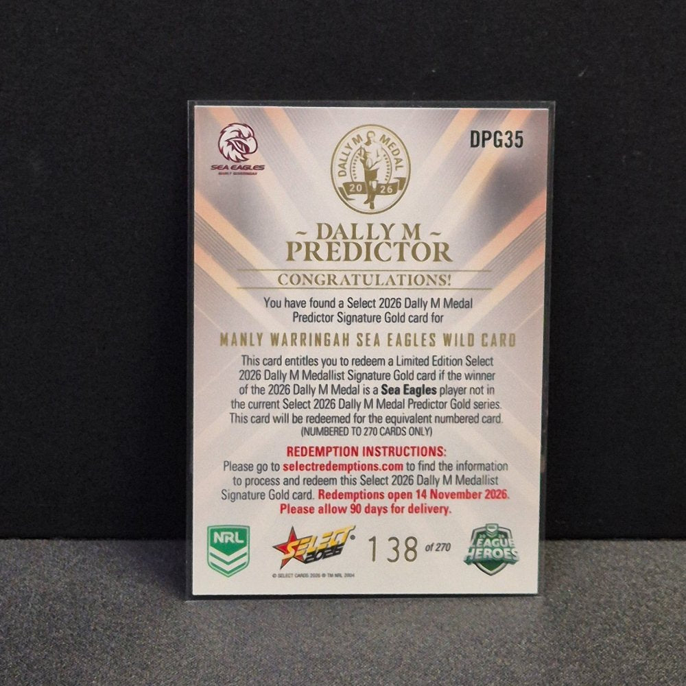 2026 NRL League Heroes - Dally M Predictor - Gold - DPG35 - Manly Sea Eagles Wildcard