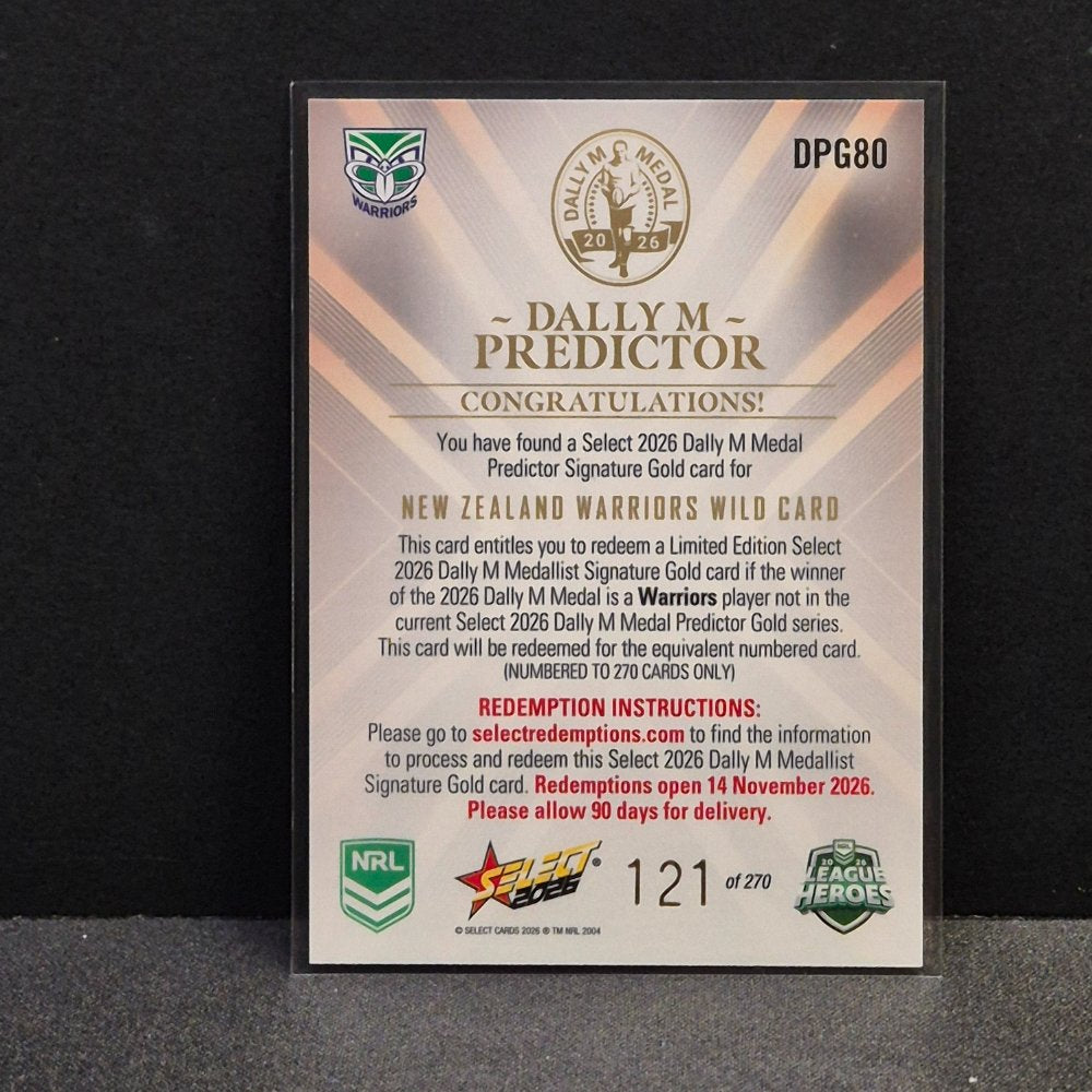 2026 NRL League Heroes - Dally M Predictor - Gold - DPG80 - New Zealand Warriors