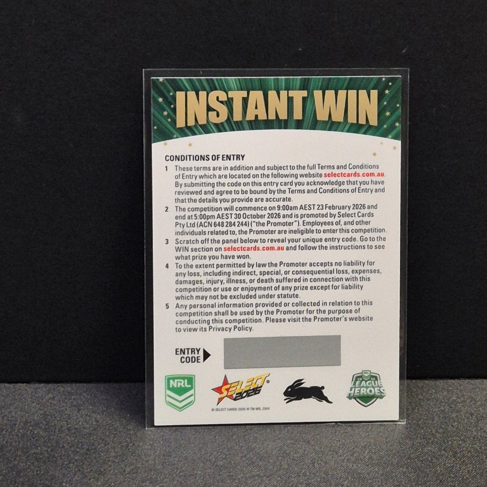 2026 NRL League Heroes - Instant Win - Unscratched - South Sydney Rabbitohs