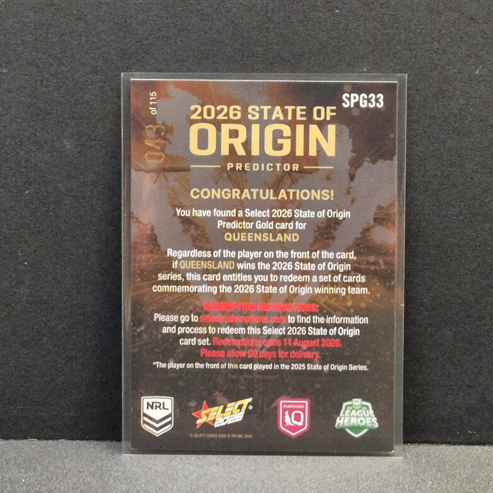 2026 NRL League Heroes - State of Origin Predictor Gold - SPG33 - Queensland - Kurt Mann