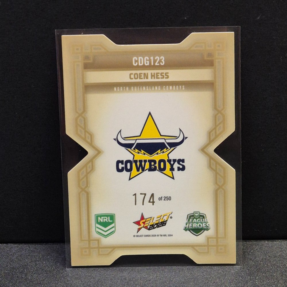 2026 NRL League Heroes Hobby - Colours Diecut - Gold- CDG123 - Coen Hess