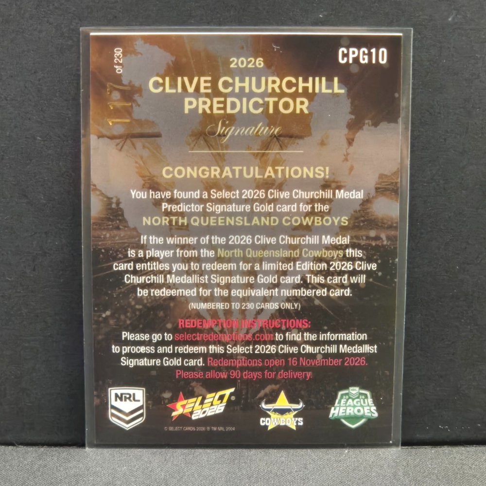 2026 NRL League Heroes - Clive Churchill Medal - Gold - CPG10 - North Queensland Cowboys