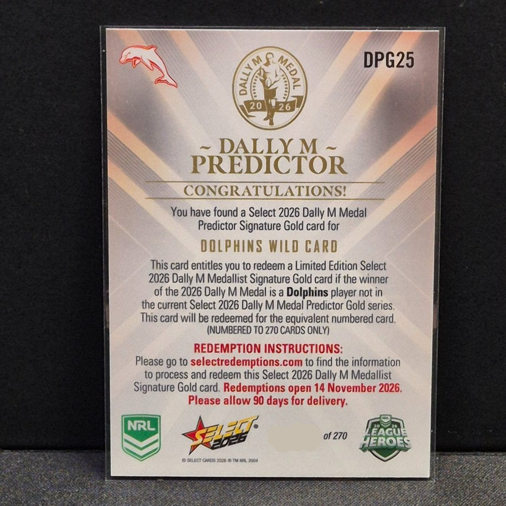 2026 NRL League Heroes - Dally M Predictor - Gold - DPG25 - Dolphins Wildcard