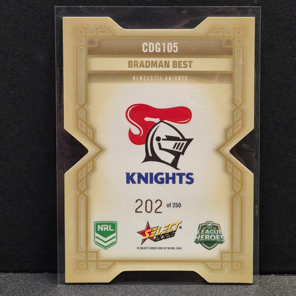 2026 NRL League Heroes Hobby - Colours Diecut - Gold- CDG105 - Bradman Best