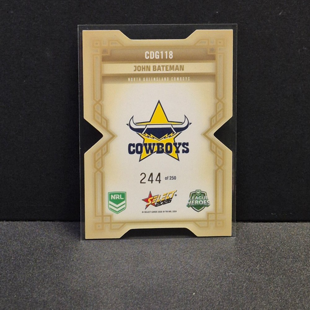 2026 NRL League Heroes Hobby - Colours Diecut - Gold- CDG118 - John Bateman