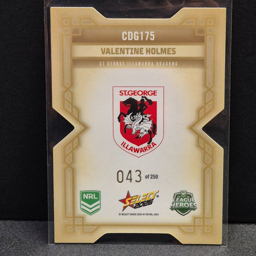2026 NRL League Heroes Hobby - Colours Diecut - Gold- CDG175 - Valentine Holmes