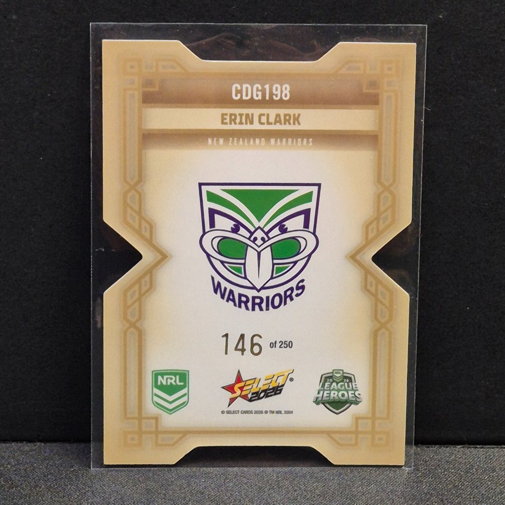 2026 NRL League Heroes Hobby - Colours Diecut - Gold- CDG198 - Erin Clark