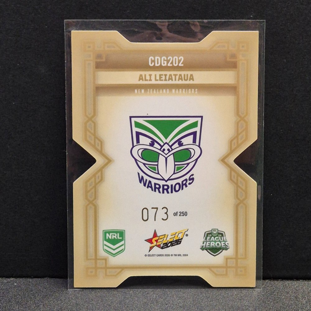 2026 NRL League Heroes Hobby - Colours Diecut - Gold- CDG202 - Ali Leiataua