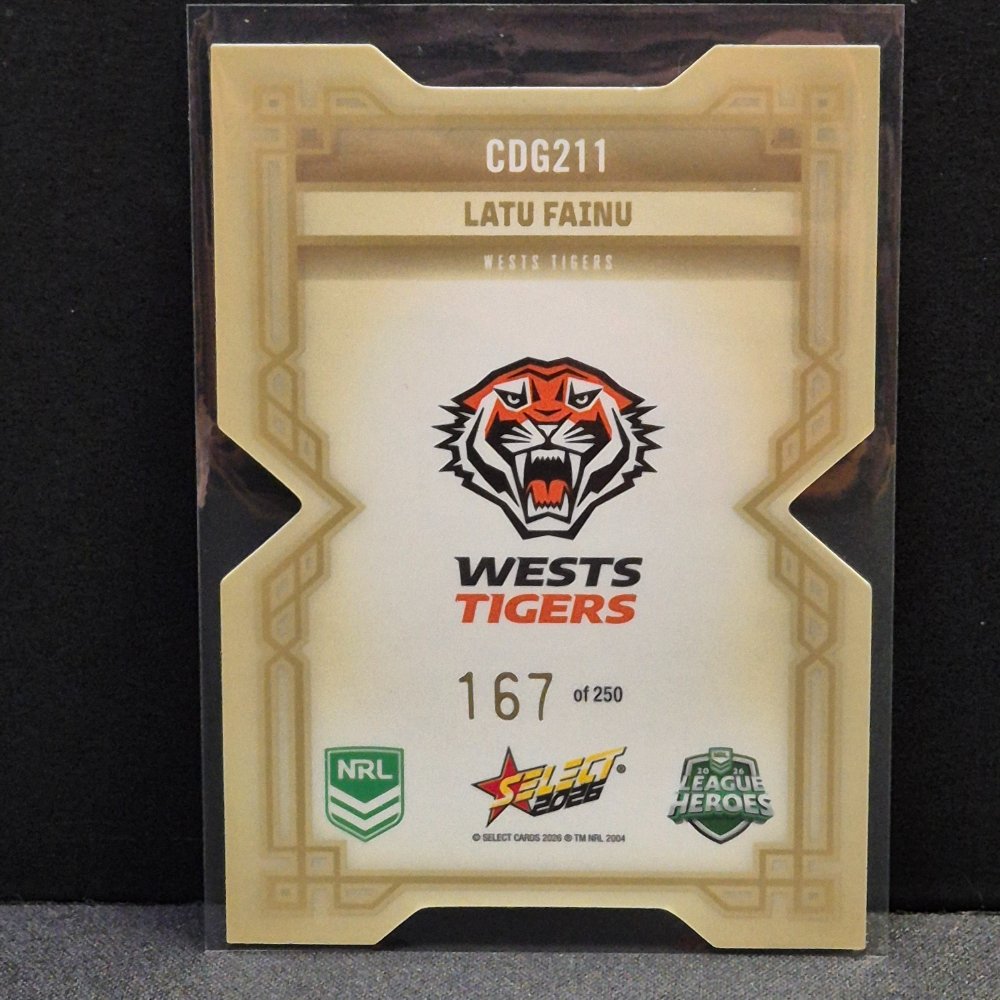 2026 NRL League Heroes Hobby - Colours Diecut - Gold- CDG211 - Latu Fainu