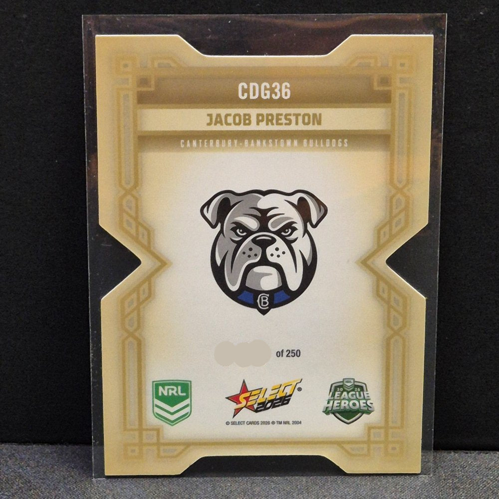 2026 NRL League Heroes Hobby - Colours Diecut - Gold- CDG36 - Jacob Preston