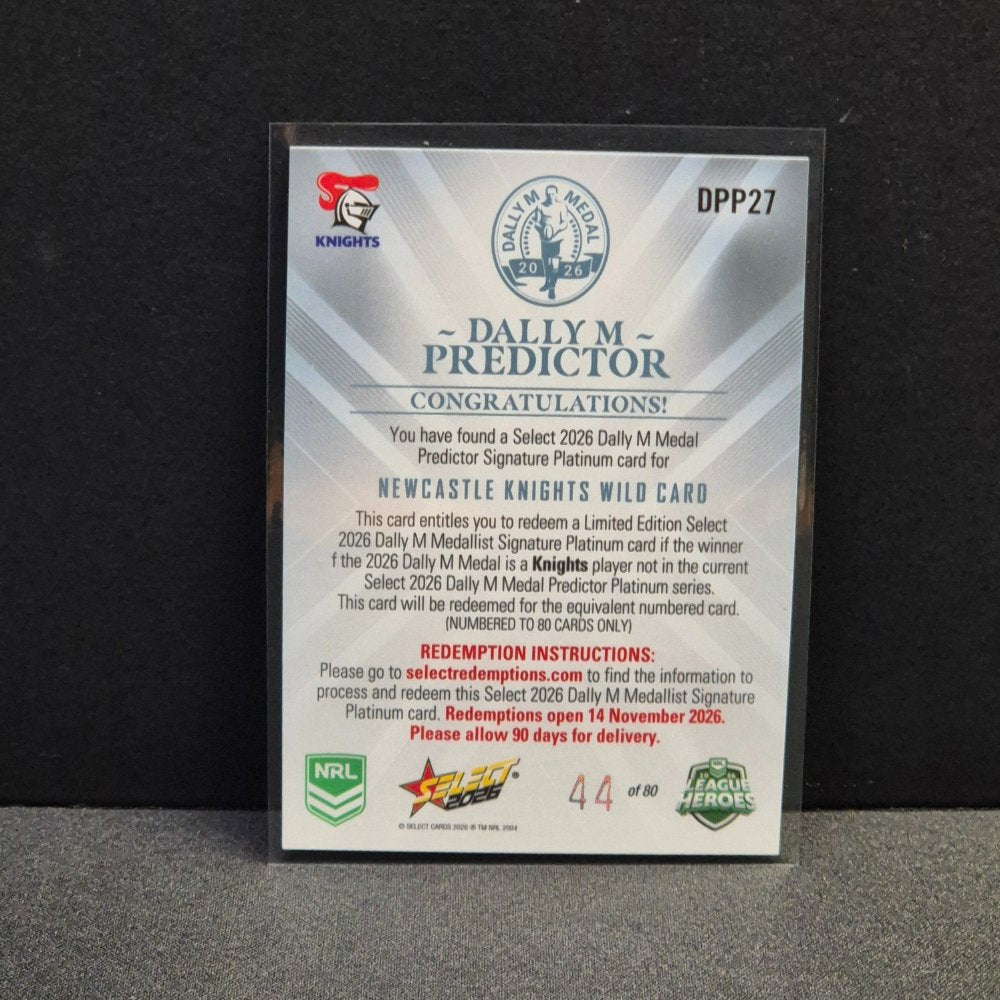 2026 NRL League Heroes Hobby - Dally M Predictor - Platinum - DPP27 - Newcastle Knights Wildcard