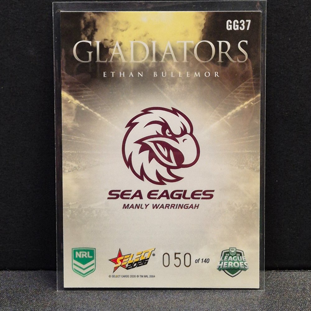 2026 NRL League Heroes Hobby - Gladiators - Gold- GG37 - Ethan Bullemor