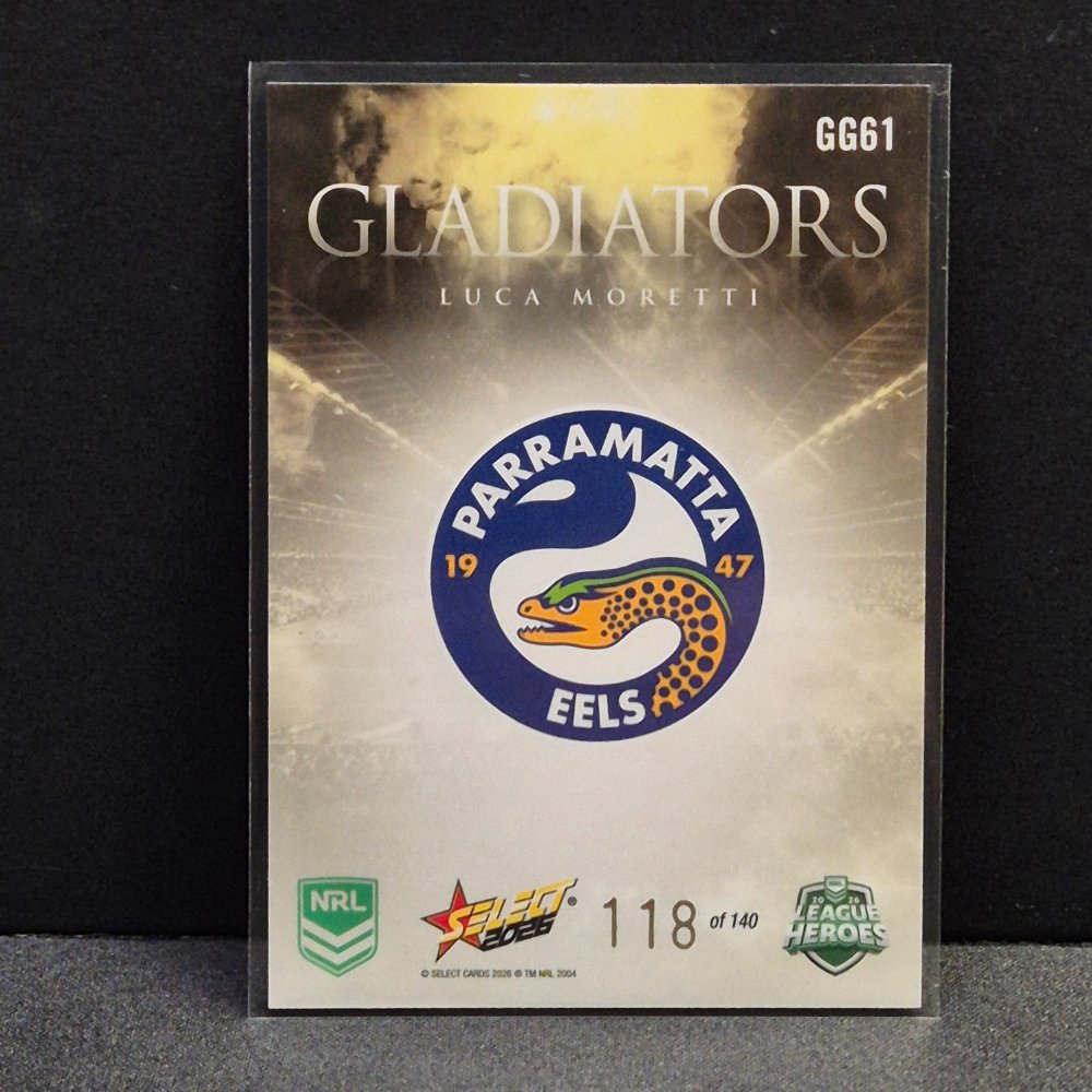 2026 NRL League Heroes Hobby - Gladiators - Gold- GG61 - Luca Moretti