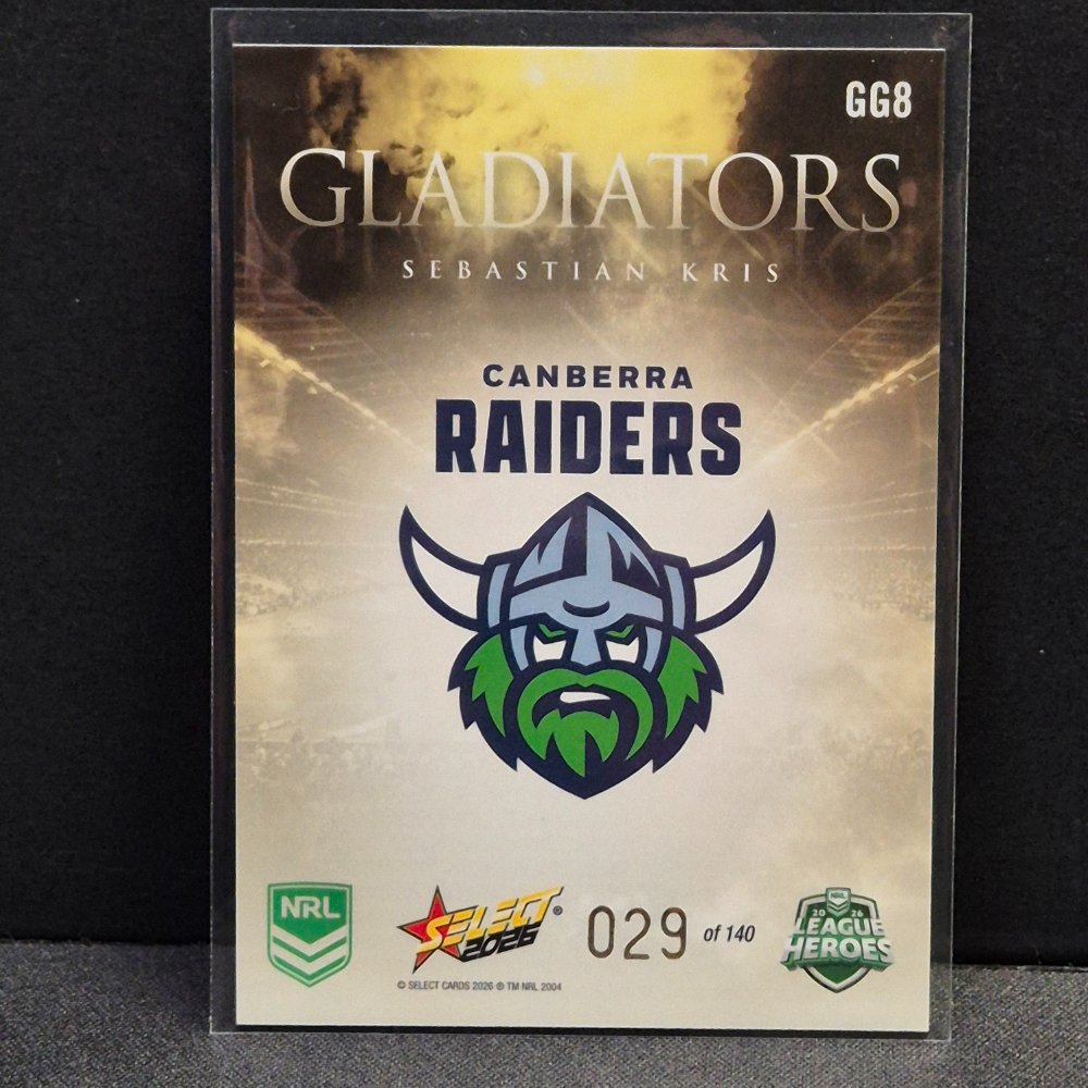 2026 NRL League Heroes Hobby - Gladiators - Gold- GG8 - Sebastian Kris