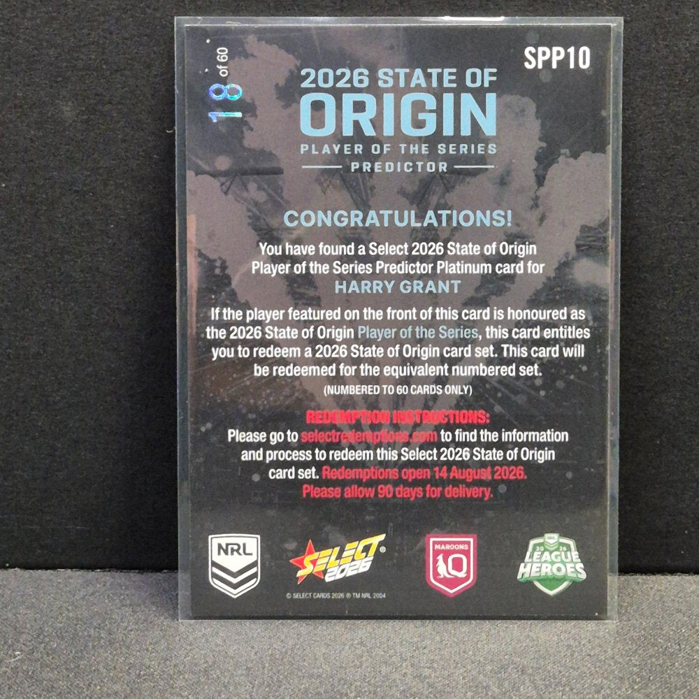 2026 NRL League Heroes Hobby - State of Origin Predictor - Platinum - SPP10 Harry Grant