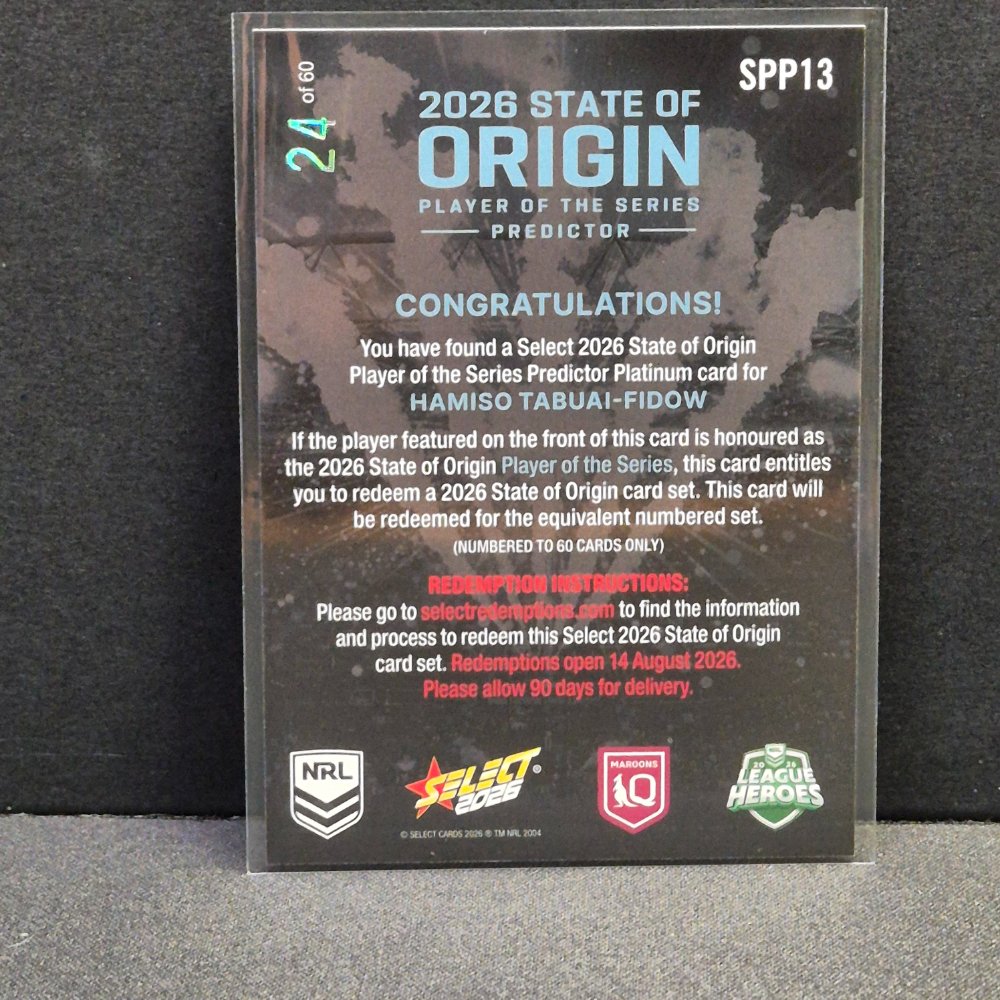 2026 NRL League Heroes Hobby - State of Origin Predictor - Platinum - SPP13 Hamiso Tabuai-Fidow