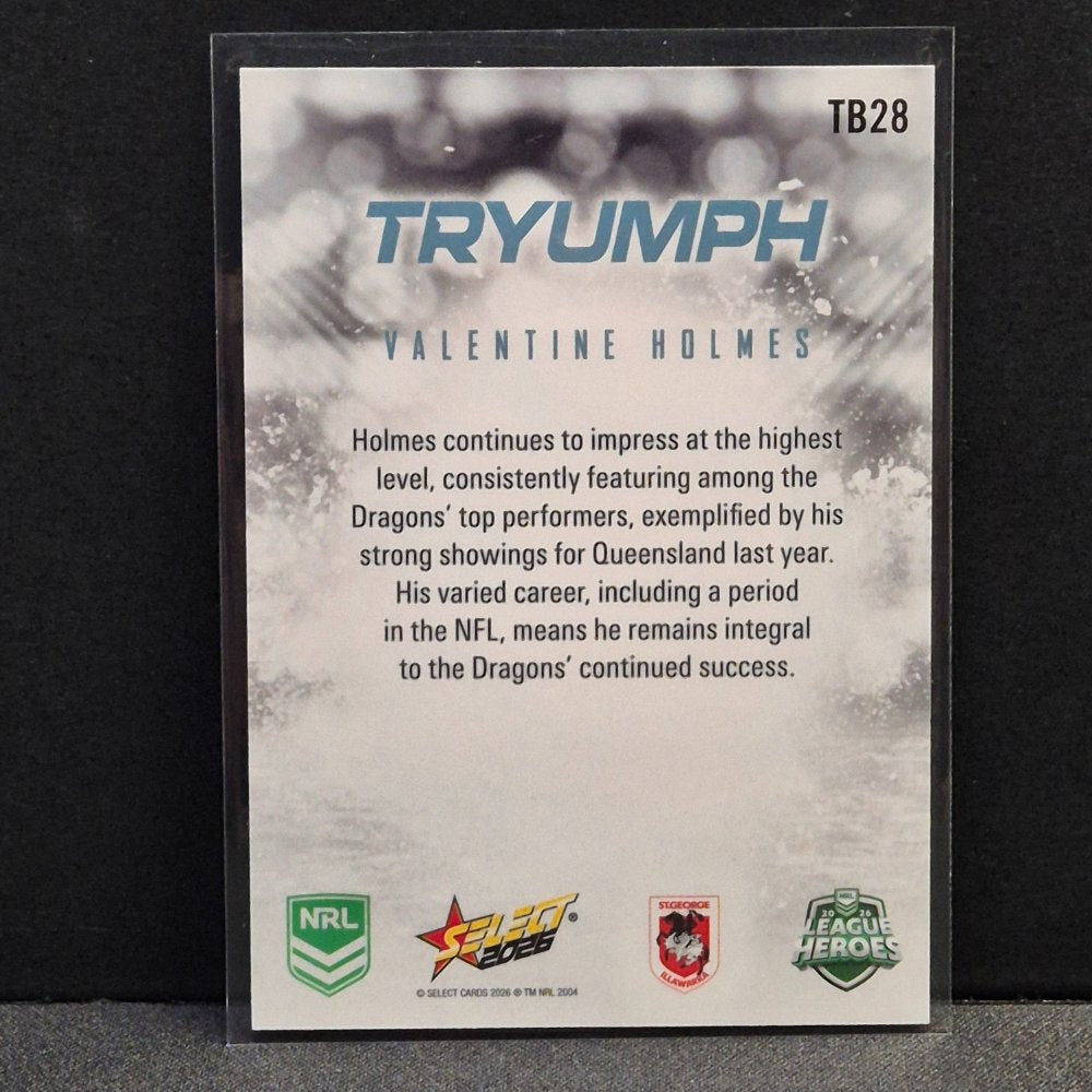 2026 NRL League Heroes Hobby Black TRYUMPH TB28 Valentine Holmes #48/50