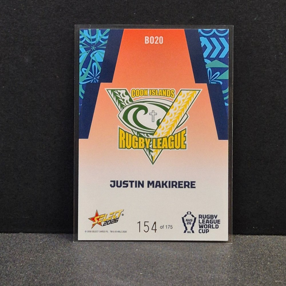 2026 NRL Rugby League World Cup Hobby - Parallel Orange - BO20 - Justin Makirere