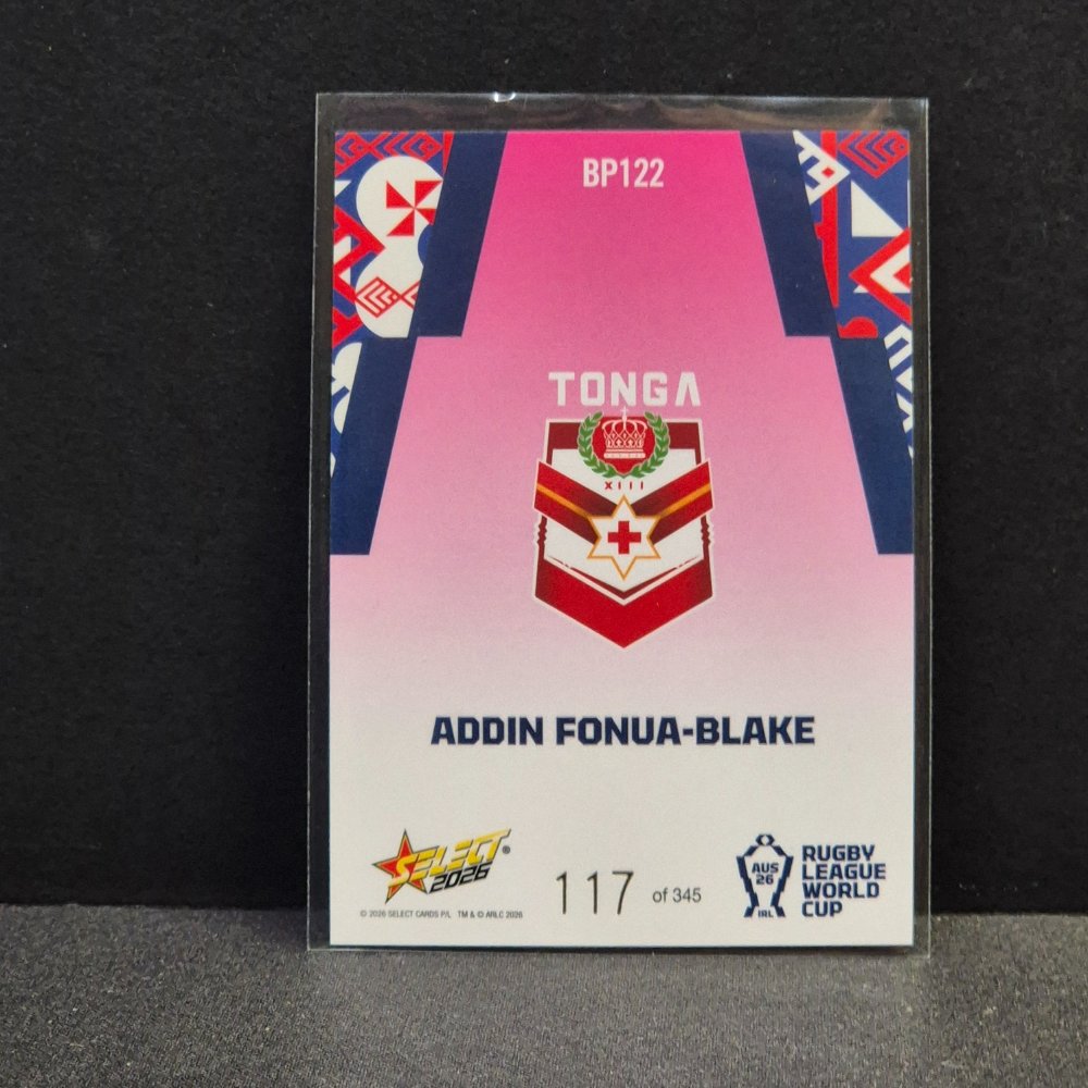 2026 NRL Rugby League World Cup Hobby - Parallel Pink - BP122 - Addin Fonua-Blake