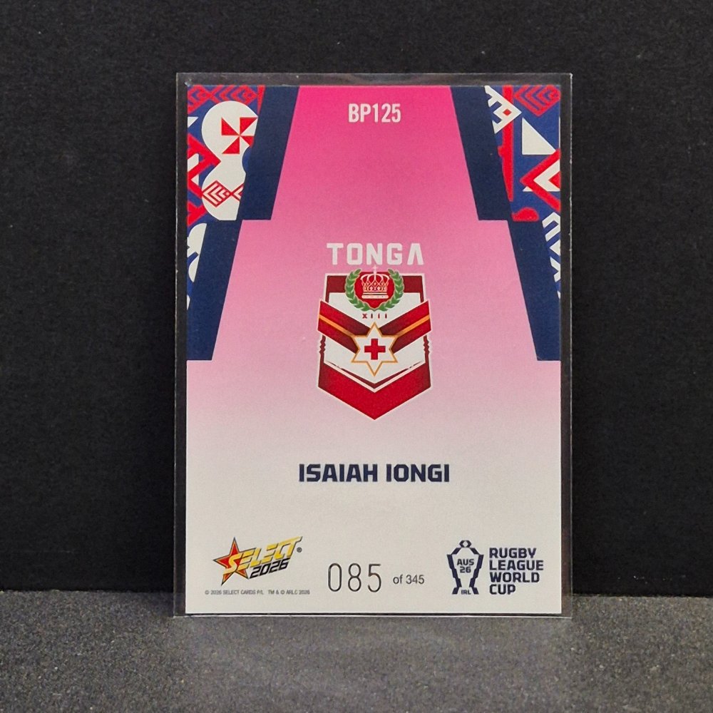 2026 NRL Rugby League World Cup Hobby - Parallel Pink - BP125 - Isaiah Iongi