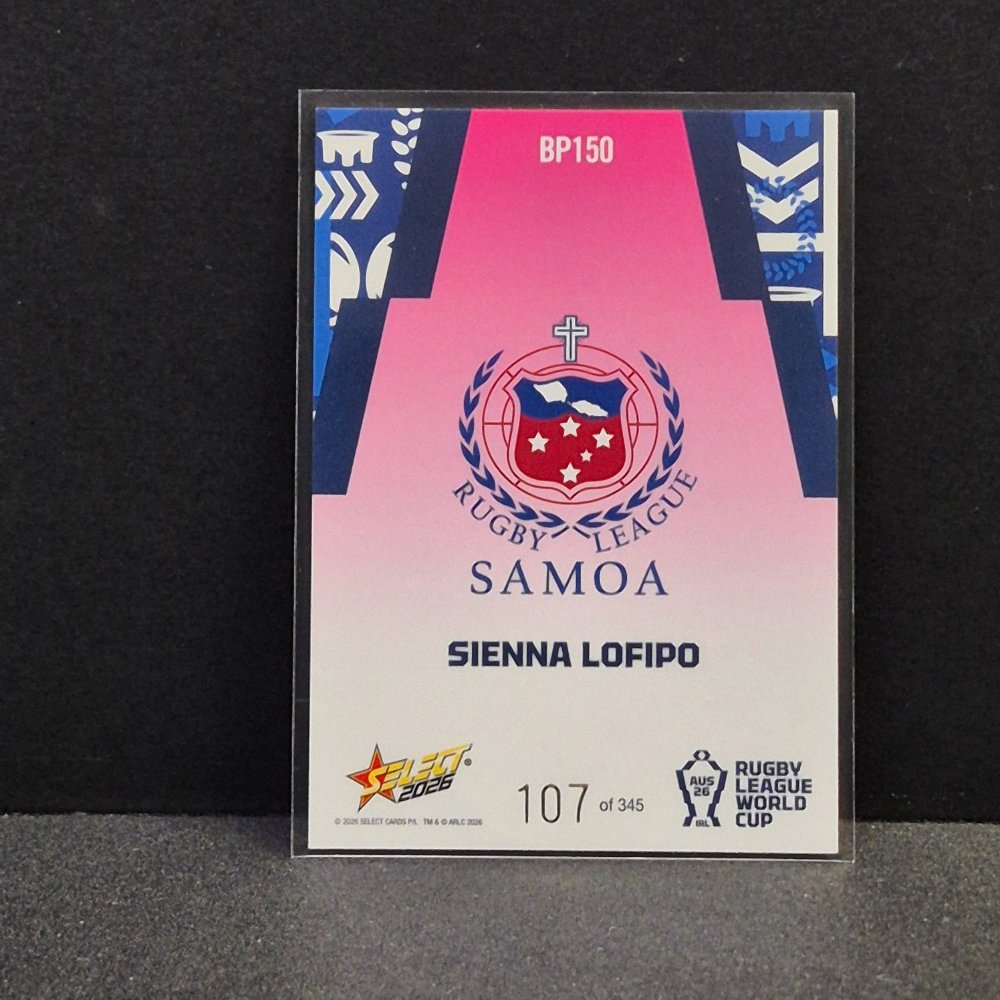 2026 NRL Rugby League World Cup Hobby - Parallel Pink - BP150 - Sienna Lofipo