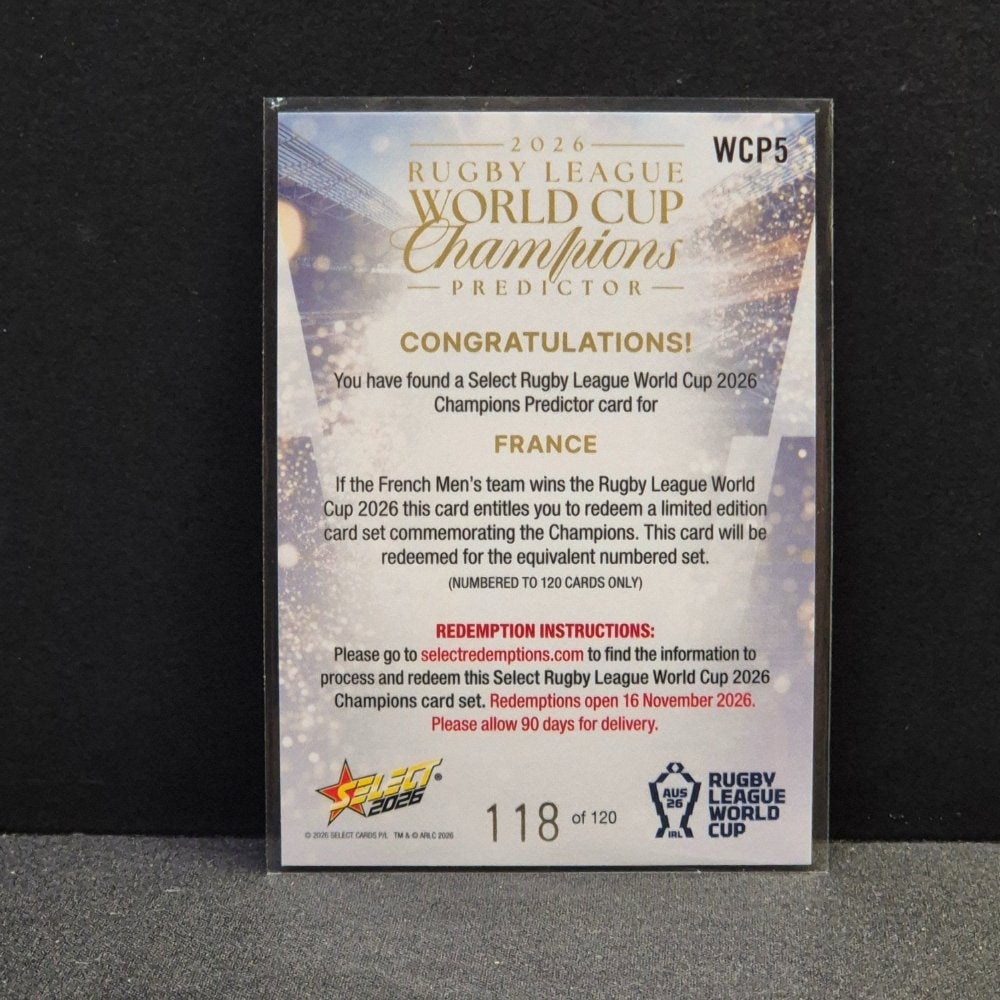 2026 NRL Rugby League World Cup Hobby - Champions Predictor - WCP5 - France