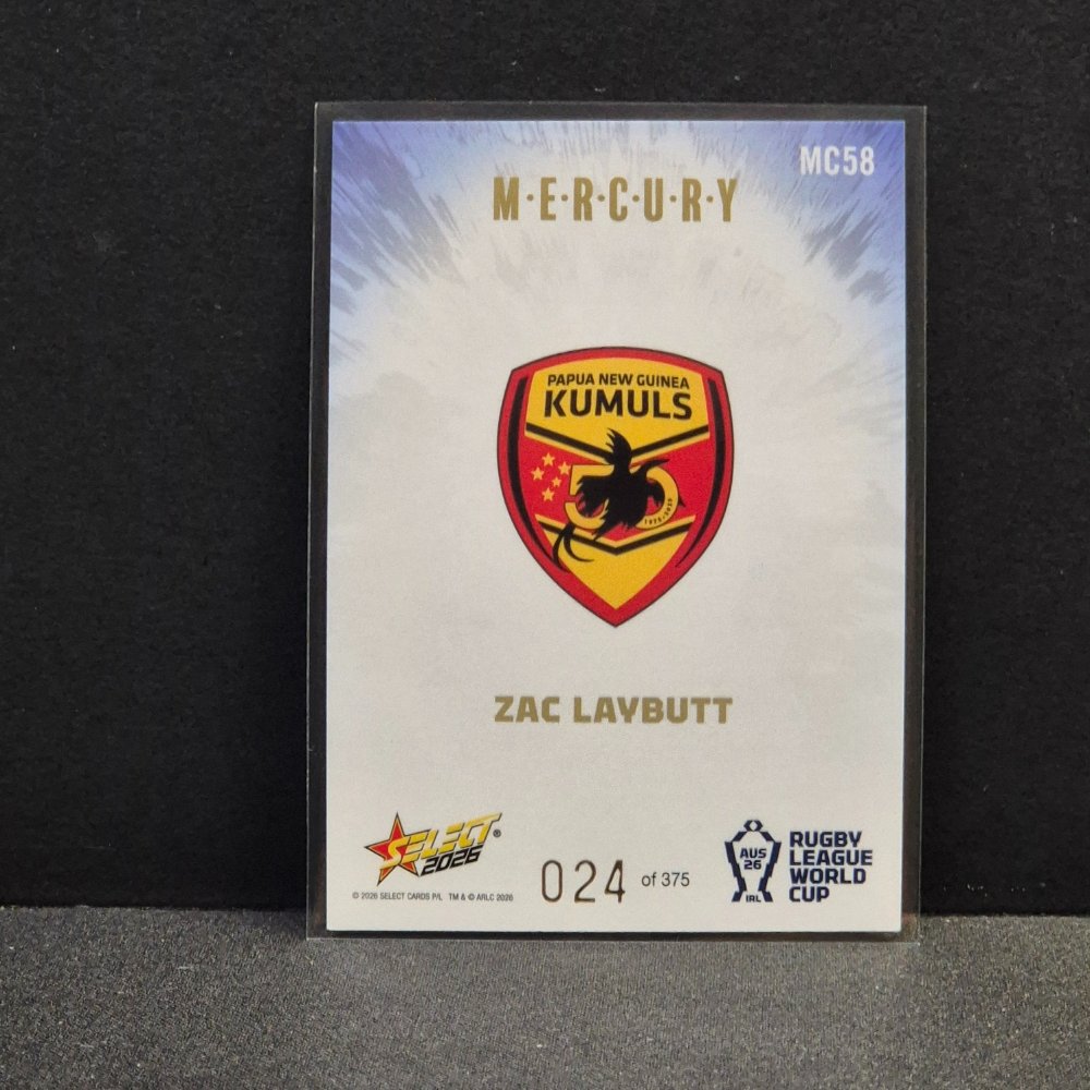 2026 NRL Rugby League World Cup Hobby - Mercury Country - MC58 - Zac Laybutt