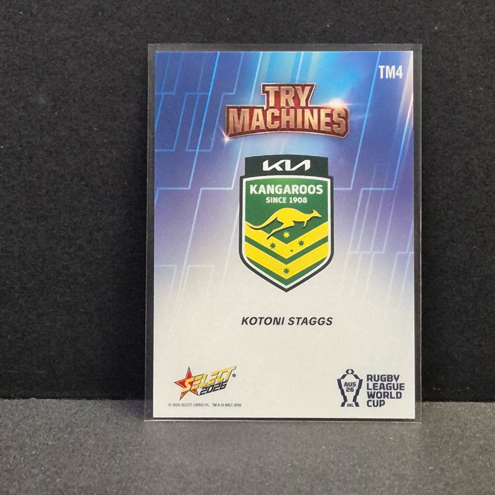 2026 NRL Rugby League World Cup Hobby - Try Machine - TM4 - Kotoni Staggs