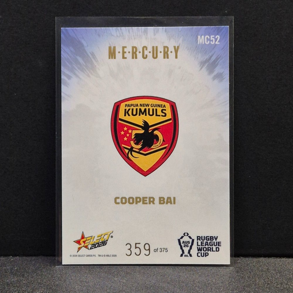 2026 NRL Rugby League World Cup Hobby - Mercury Country - MC52 - Cooper Bai