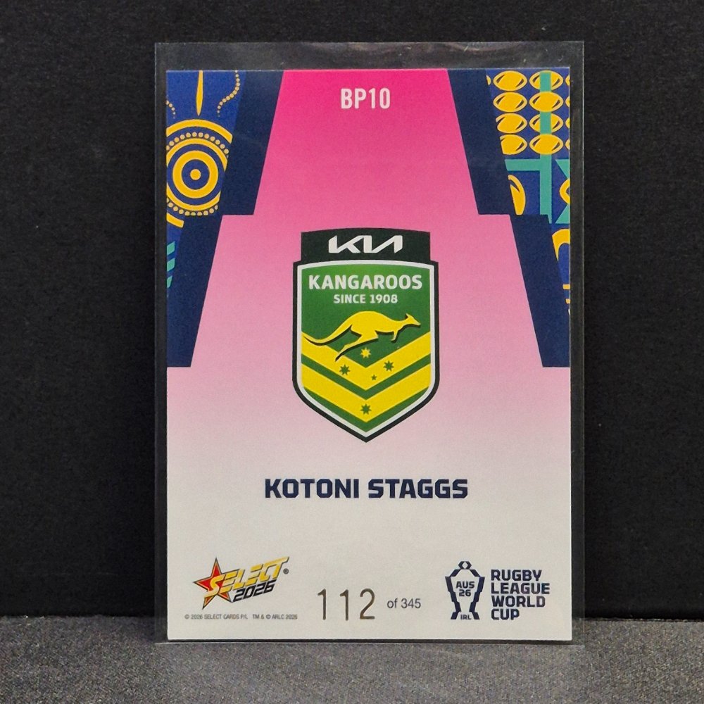 2026 NRL Rugby League World Cup Hobby - Parallel Pink - BP10 - Kotoni Staggs