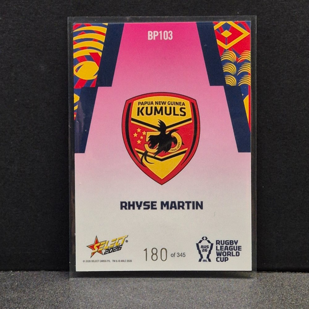 2026 NRL Rugby League World Cup Hobby - Parallel Pink - BP103 - Rhyse Martin