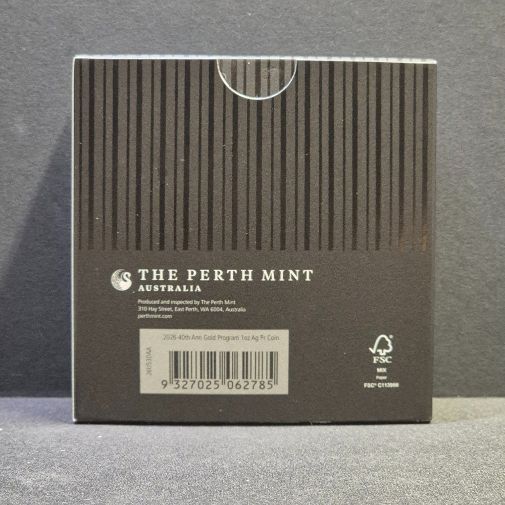 Back of a black box with 'The Perth Mint Australia' branding.
