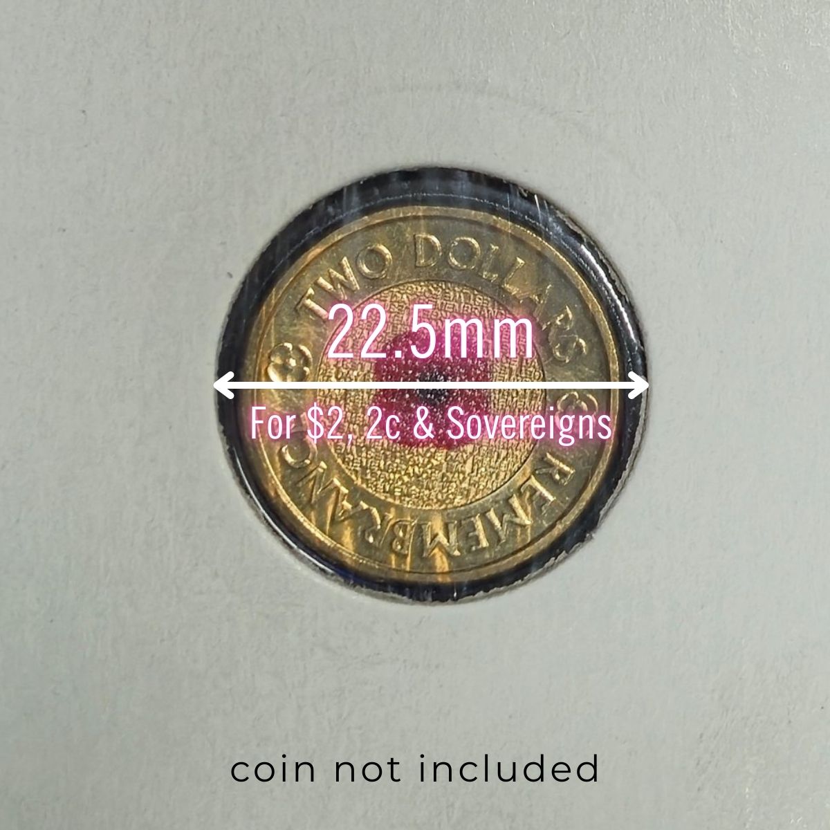 Lighthouse 22.5mm 2x2 protective coin holder suitable for Australian $2 coins, 2c coins and Sovereigns
