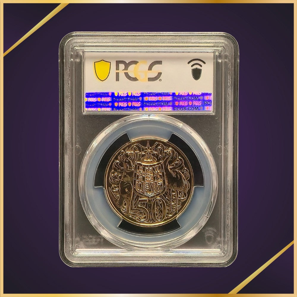 2016 50c 50 Years of Decimal Currency Gold Plated CuNi PCGS Graded MS69