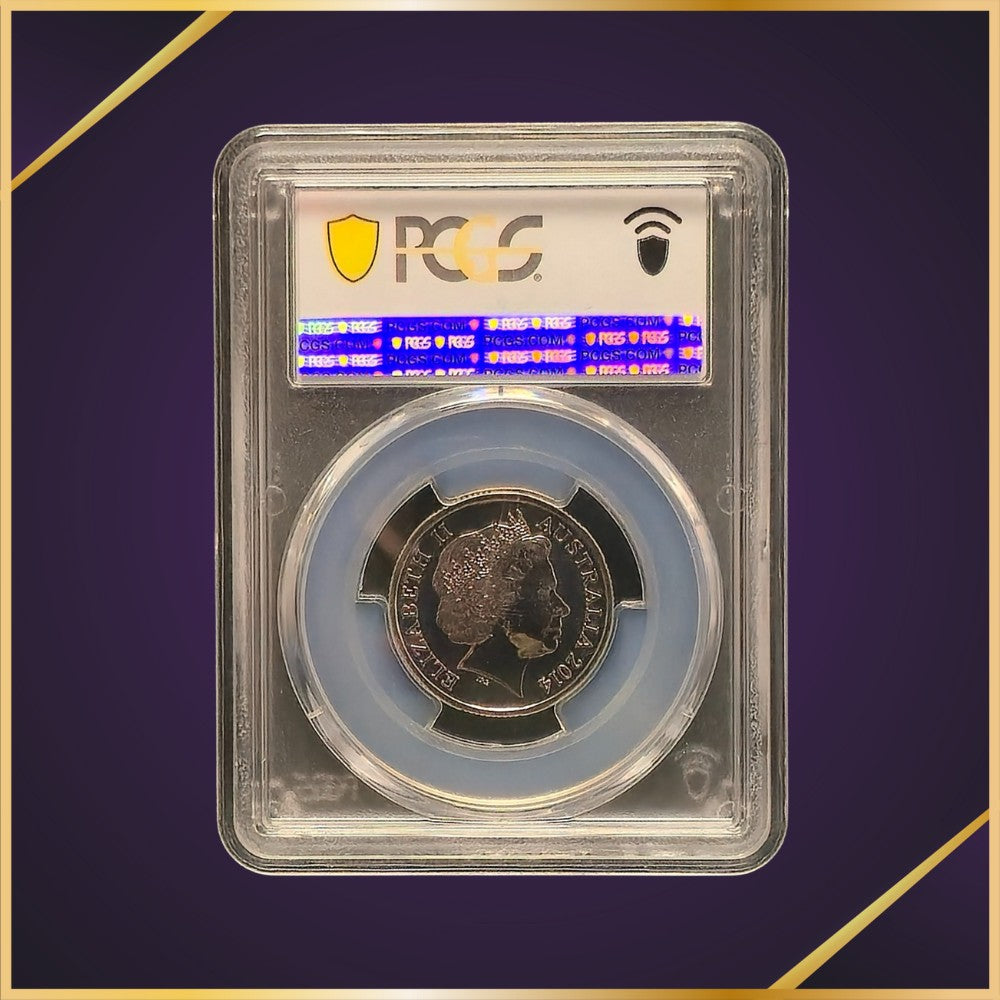 2014 $1 Mob of Roos 30th Anniversary Colourised CuNi PCGS Graded MS69