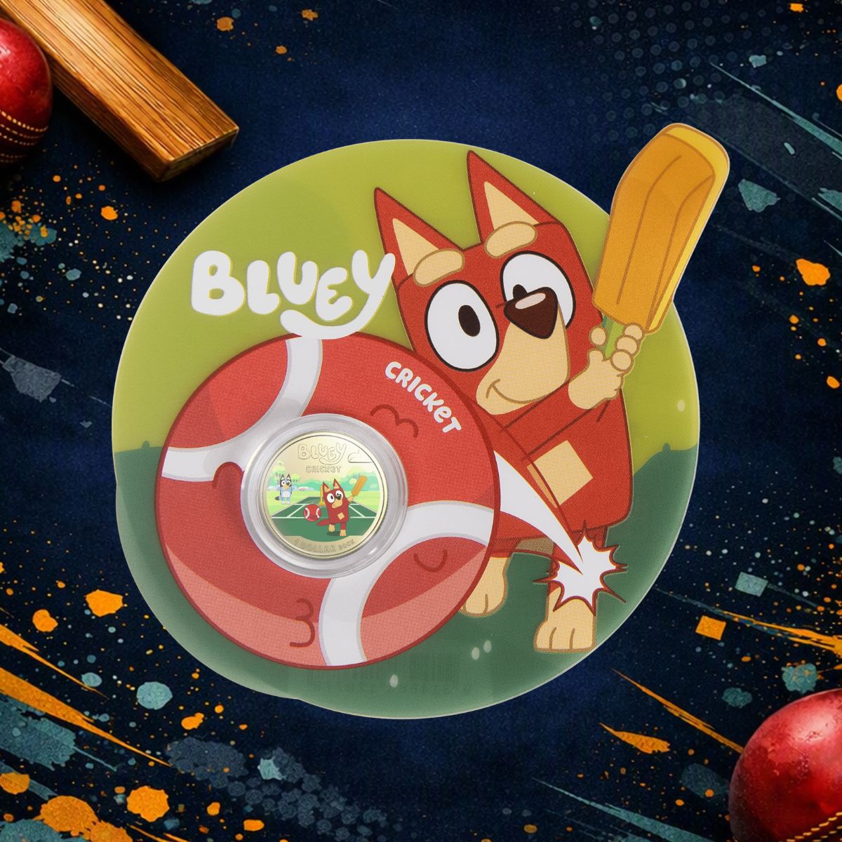 2027 $1 Bluey Cricket - Coloured Uncirculated Coin