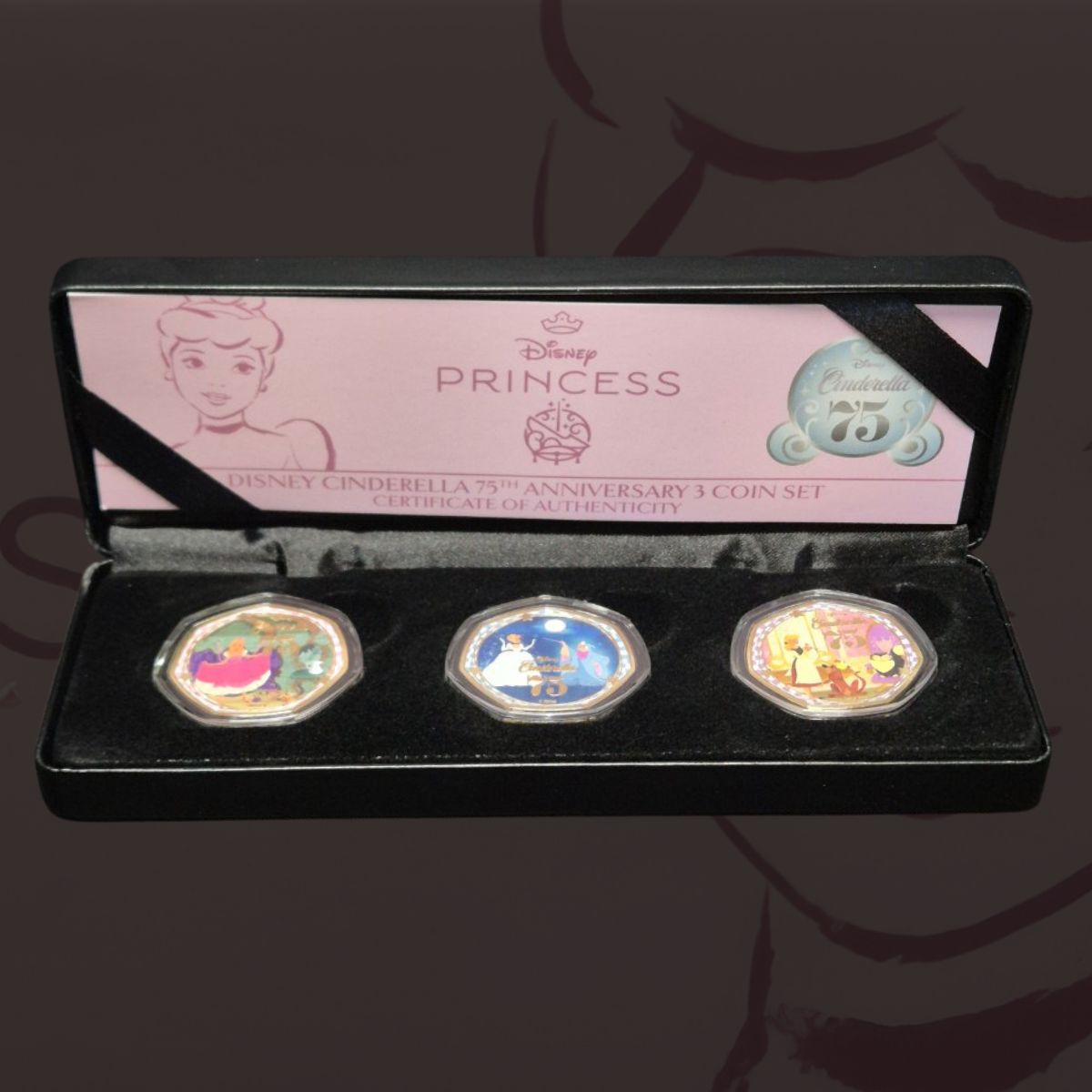 2025 Solomon Islands 50c Disney Cinderella 75th Anniversary Gold-Plated 3 Coin Boxset
